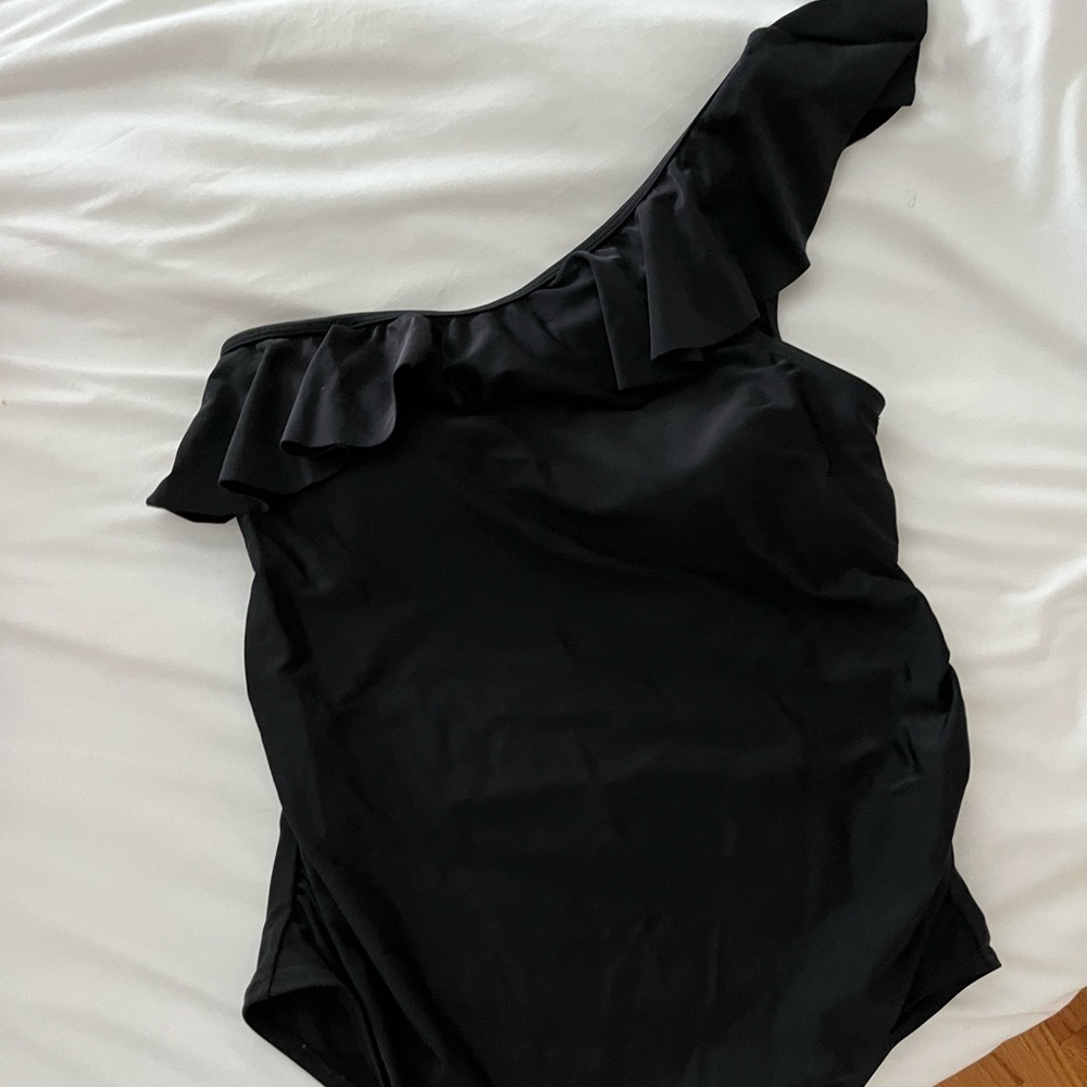 Motherhood Maternity One Shoulder Ruffle swimsuit